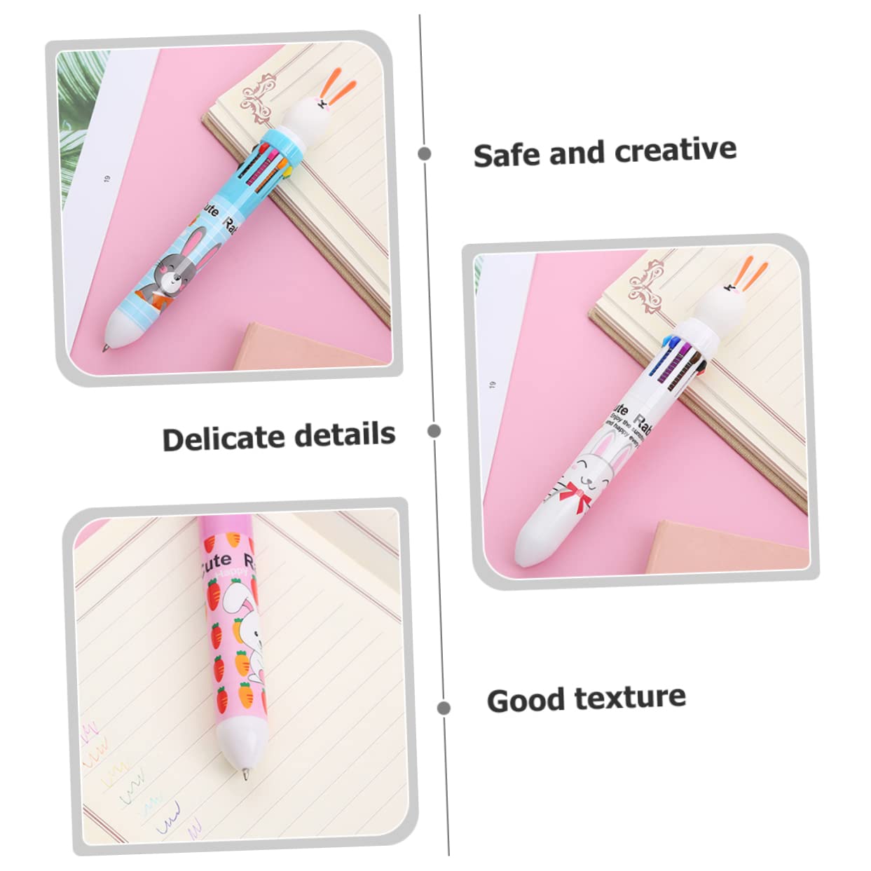 Tofficu 5 Ensembles Mini Stylos À Bille En Forme De Lapin Stylos En Vrac Surligneurs Multicolores Effaçables À Bille Rouges Mignons 6 pièces * 5