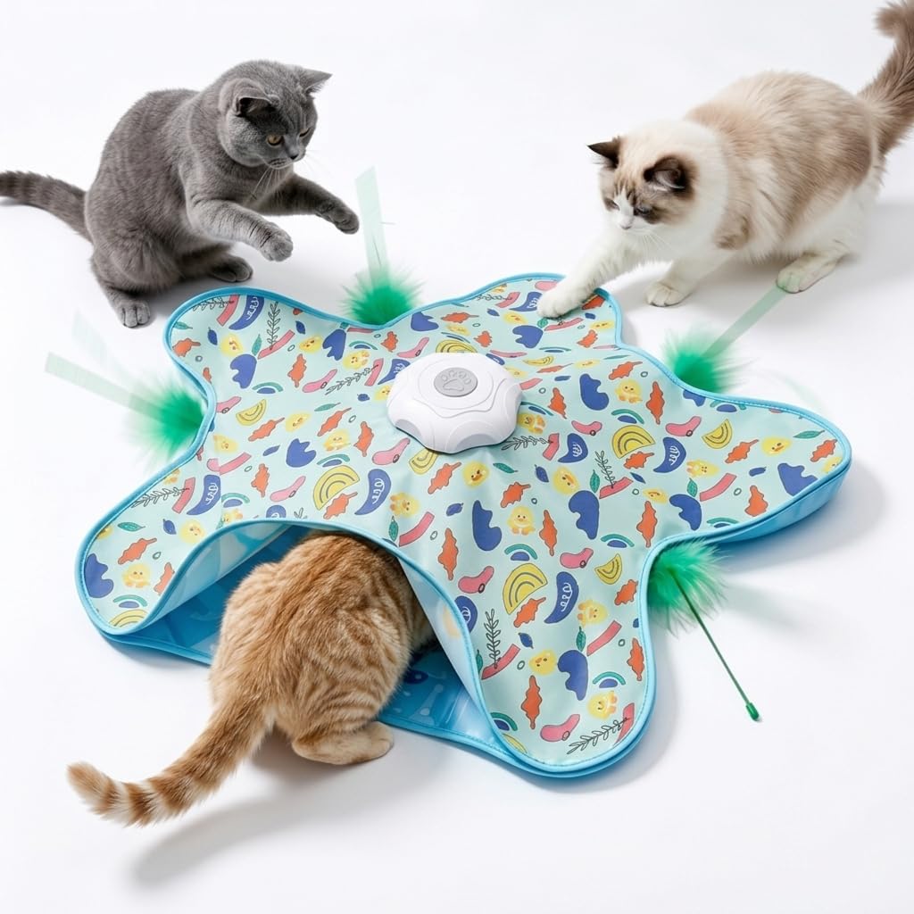 Petgravity Interactive Cat Toys Rechargeable for Indoor Cats, Moving Concealed Feathers, Simulated Hunting, Real Bird Squeaky, Touch Activated for Bored Adult Cats and Kittens - Yellow