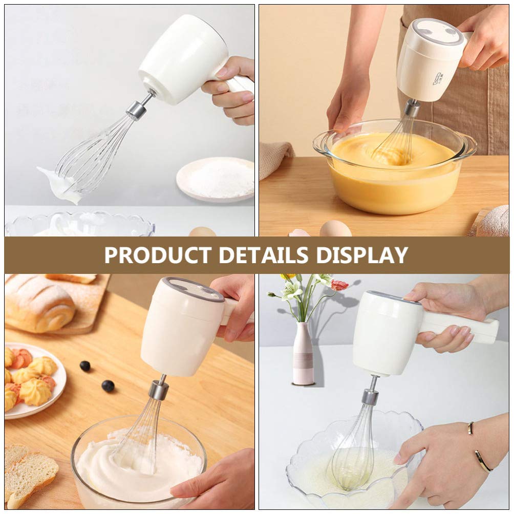 SOLUSTRE Elektrischer Handmixer Edelstahl Schneebesen Wiederaufladbare Küche Handmixer Rührer Rührer Milchaufschäumer zum Einfachen Schlagen von Eiercreme Mischen von Kekskuchen