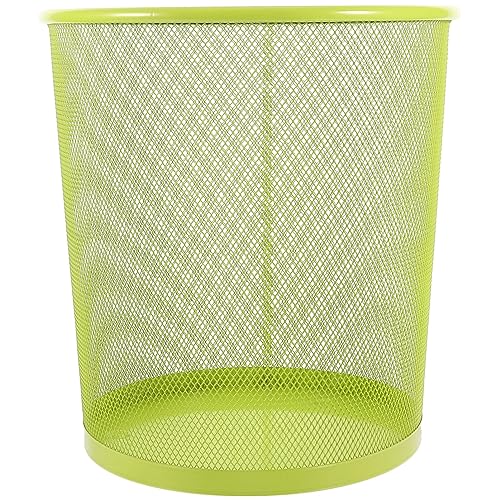 STOBOK Mesh Trash Cans, Open Metal Wire Wastebaskets Round Trash Can Small Garbage Bins Recycling Garbage Container Bin for Bathroom Kitchen Office Green