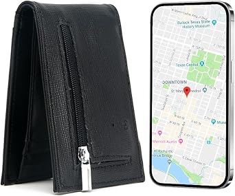 SMART LB Anti-Lost Bluetooth Leather Wallet Tracker, Trackable Wallet for Men, Mens Slim Minimalist Money Clip Wallet Credit Card Holder with Gift Box Cross Black