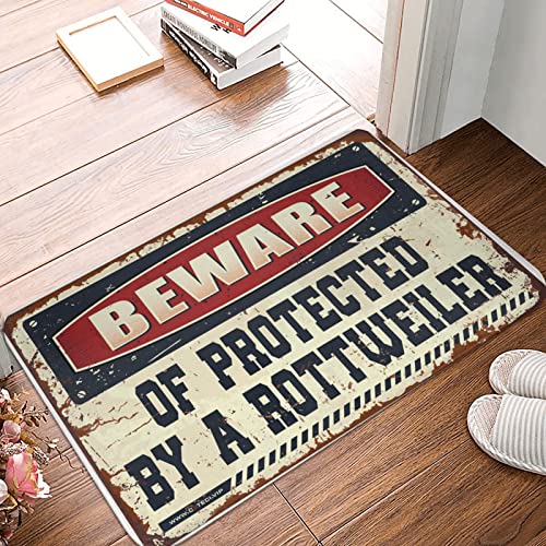 �t�����g�h�A�}�b�g Beware of Protected By A Rottweiler�h�A�}�b�g ���֗p�V���[�Y�}�b�g ���� �����Y���[������(50X80cm)