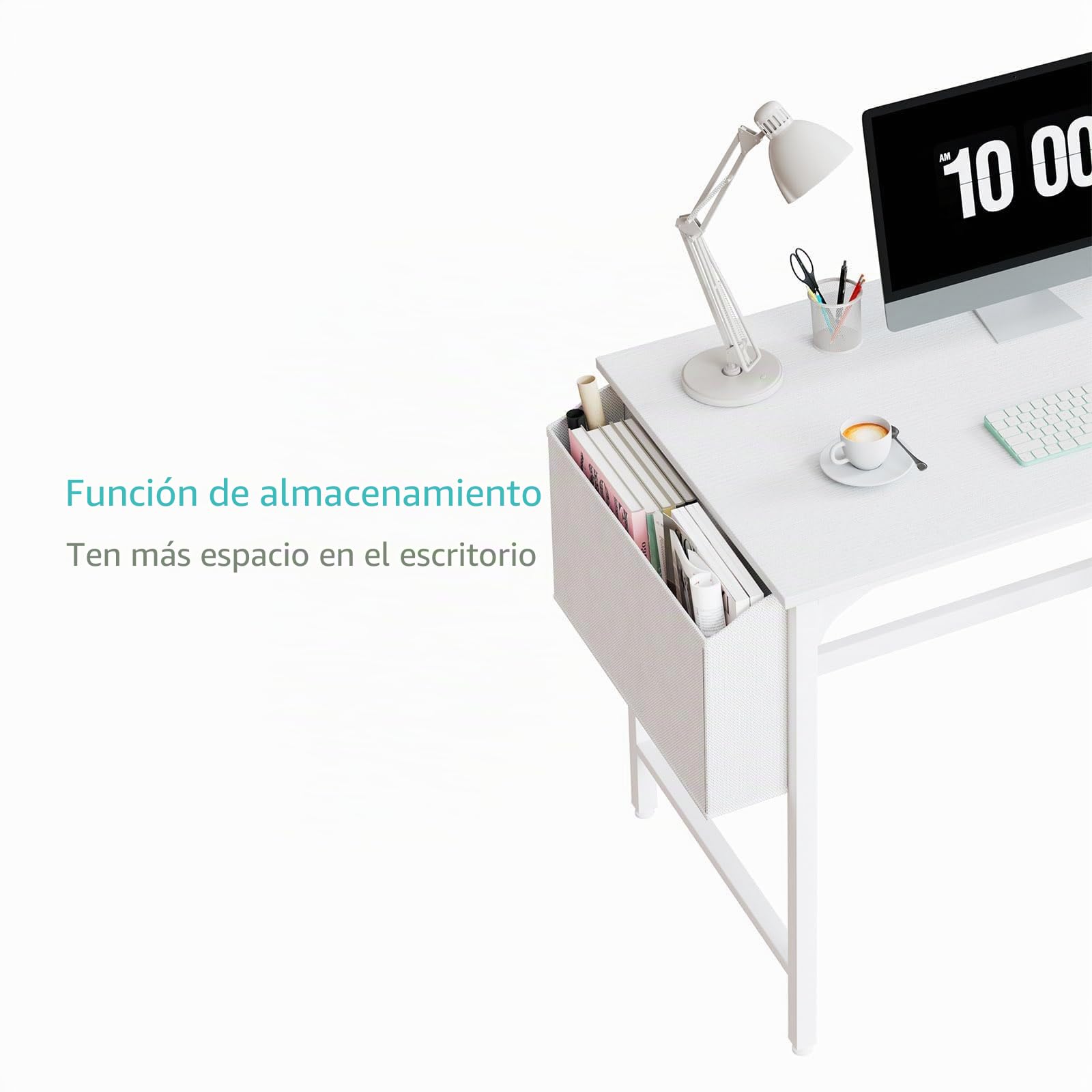 Lufeiya Blanco pequeño escritorio con cajones 100cm escritorio de la computadora para el pequeño espacio oficina en casa niños estudio escritorio PC
