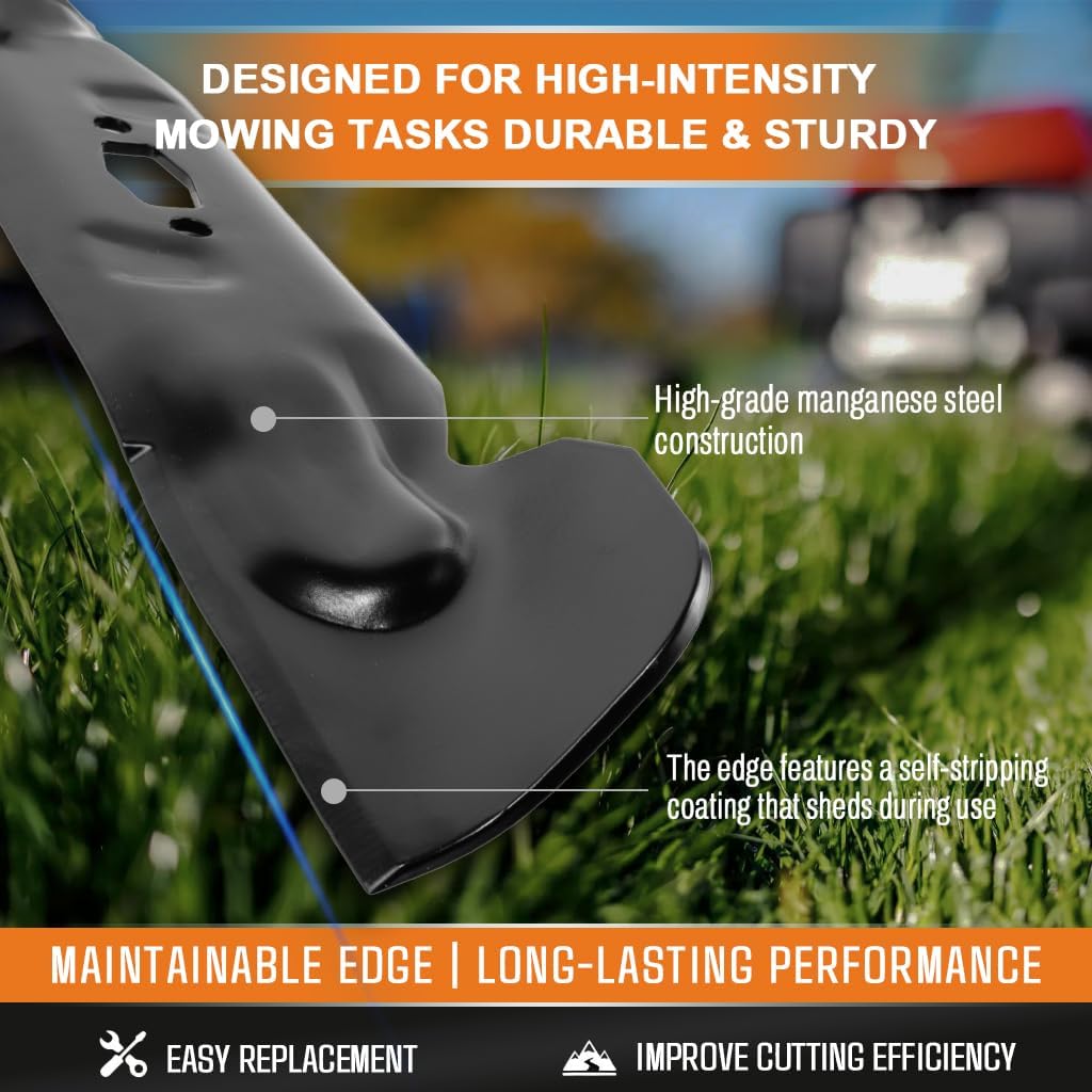 High-Lift 18.5" Mower Blades for 54" Deck Replacement for Cub Cadet MTD Troy-Bilt 742P05086 490-110-C194 490-110-Y194 Craftsman CMXGZAM110194 Diamond Center Hole 3 Pack with Nuts and Washes