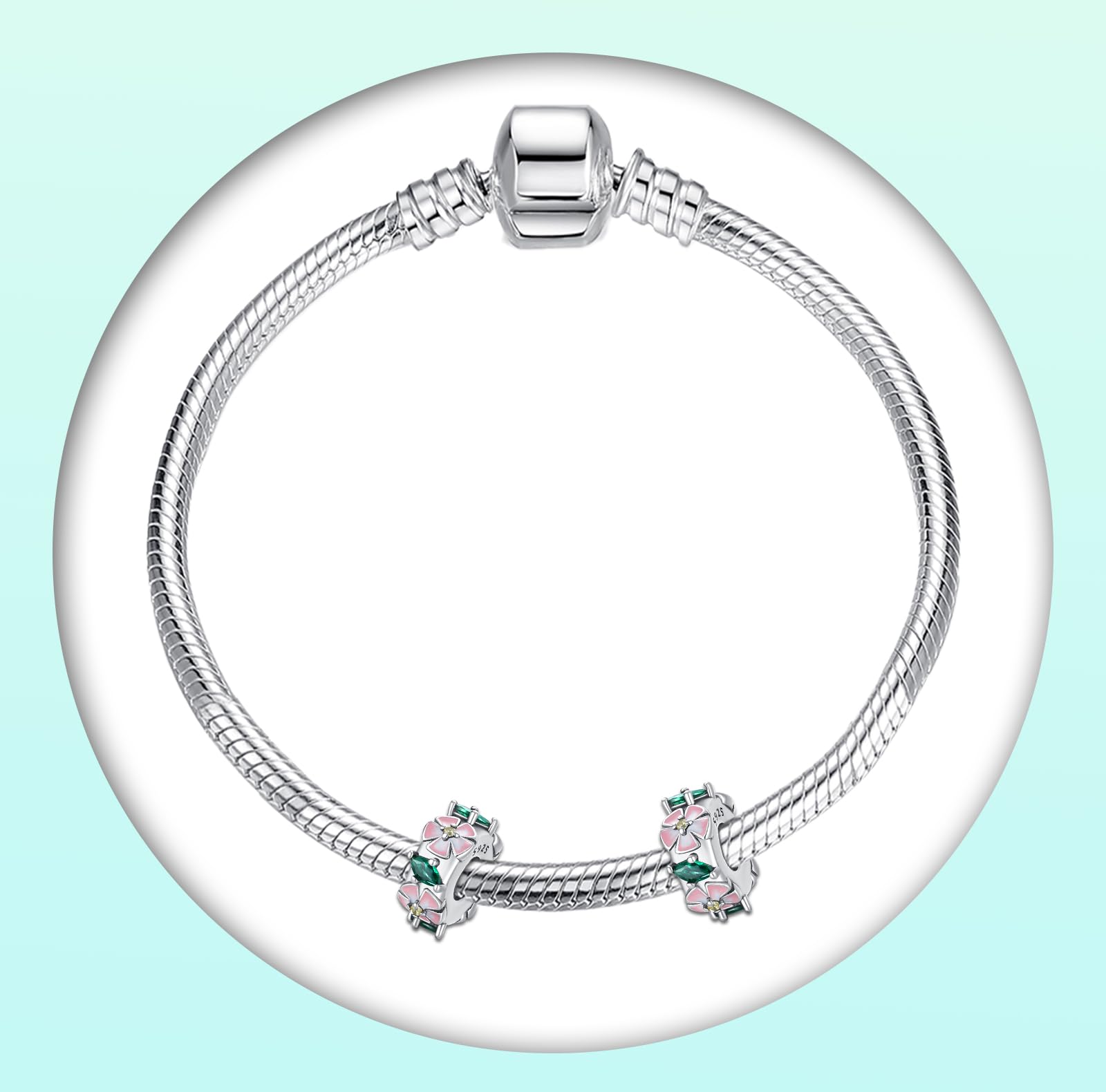 Annmors 925 Sterling Silver Clips Distanziatore Catena di Sicurezza Ferma Ciondoli Ciondolo in Vetro di Murano per Donna Bracciale Collana Gioielli Regalo