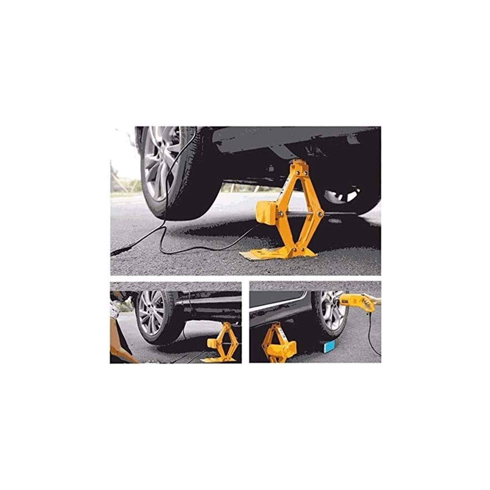 Cric Elettrico per Auto da 2,5 tonnellate, Tutto in Uno, Automatico, 12 V, Strumento di Riparazione per Auto, per berline e SUV, Versione Spessa, Orizzontale
