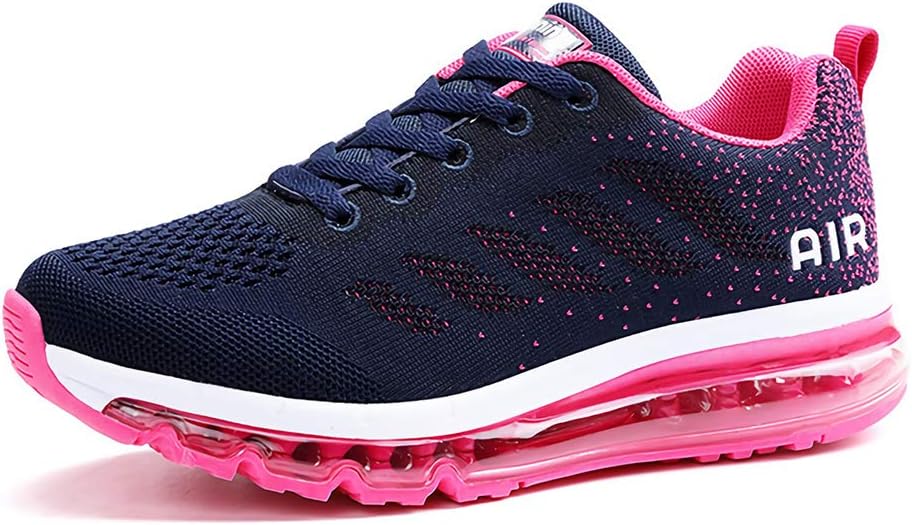 frysenMen Women Shock Absorbing Air Running Shoes Trainers for Multi Sport Athletic Jogging Fitness, Pink, UK Size