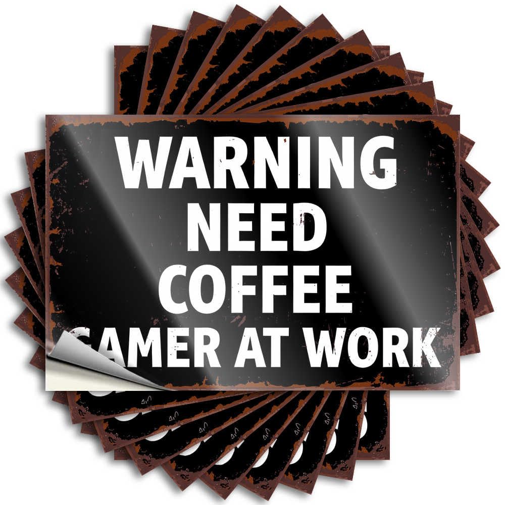 Accessories, Sticker Funny Helmet Quote Stickers, Encouraging No Residue Decals for Luggage | Beer Party Favor Custom Warning: Gamer At Work Needs Coffee(8X12CM)