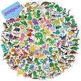 200PCS Vinyl Dinosaur Stickers for Kids，Easy-to-Peel Dino Waterproof Water Bottle Stickers, Dinosau