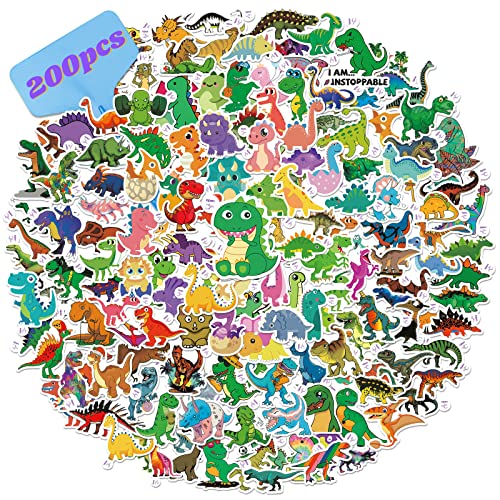 200Pcs Vinyl Dinosaur Stickers For Kids，Easy-To-Peel Dino Waterproof Water Bottle Stickers, Dinosaur Party Favors,Birthdays, Easter, Halloween, And Christmas Gifts. #TOP5