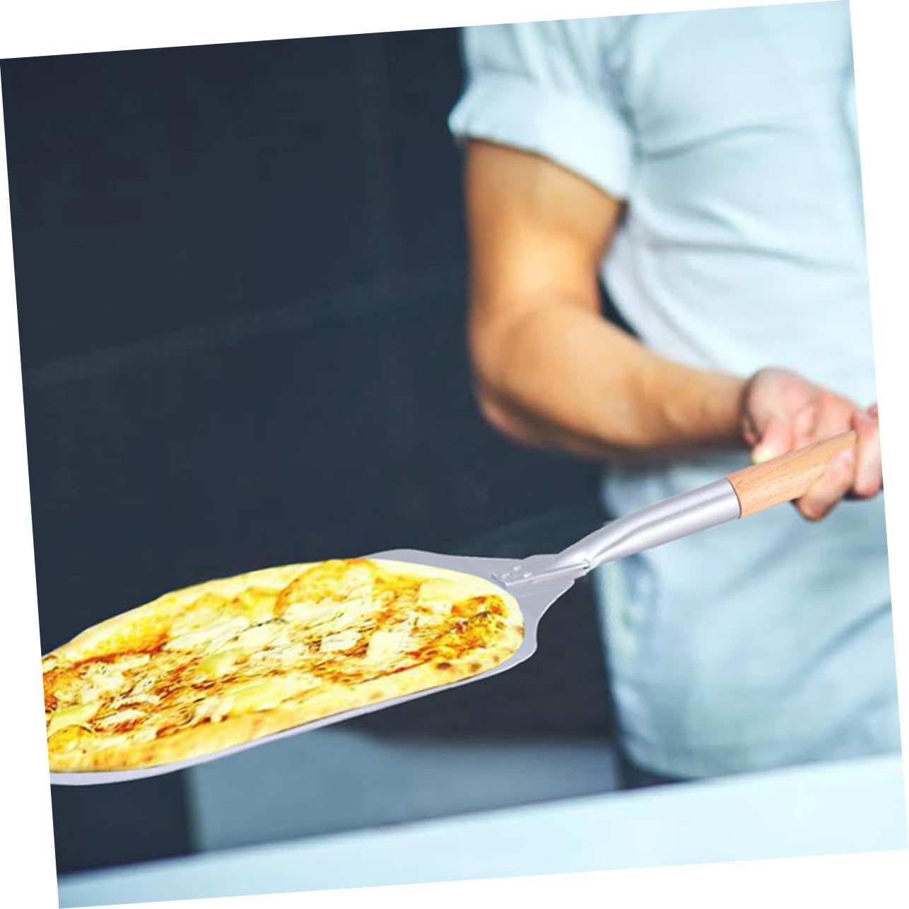 MAGICLULU Pala per Pizza Manico in Legno Staccabile Spatola per Pizza Facile da Pulire e Assemblare Utensile per Cottura e Dolci
