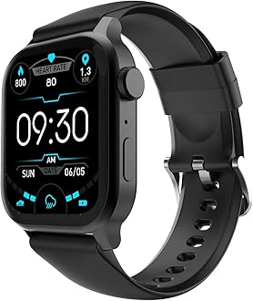 Fire‑Boltt Rise Smart Watch 1.85″ HD Display with Bluetooth Calling, AI Voice Assistant, Rotating Crown,SpO2 & Heart Rate Monitor, 120+ Sports Modes,IP67 Waterproof Smart Watch for Men & Women - Black