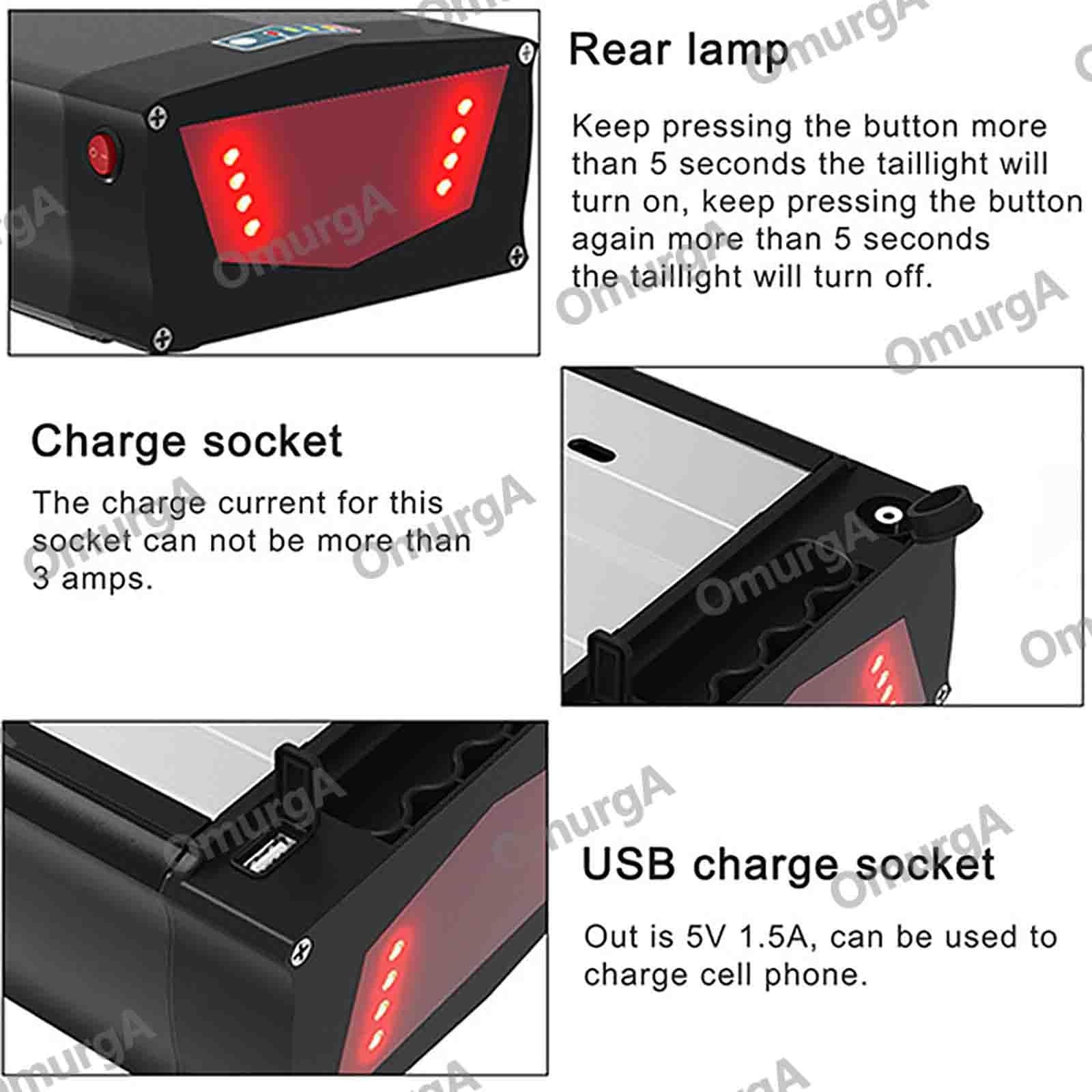 52V 15Ah 18Ah 20Ah Batteria Per Bicicletta Elettrica 52V 15Ah 18Ah 20Ah Batteria Al Per Bici Elettrica Con Caricabatterie Batteria Scooter