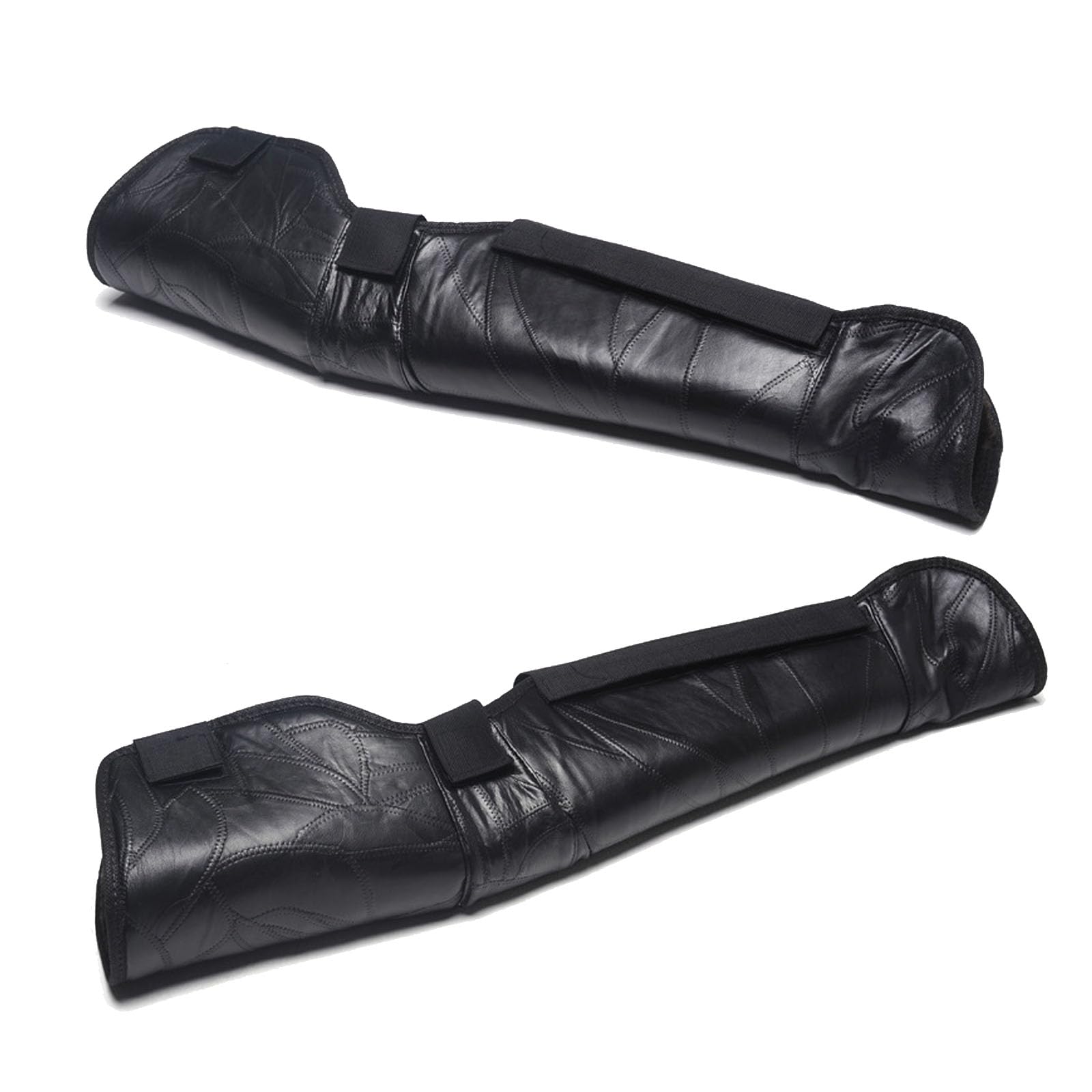 Genouillères de Moto Hiver, Protège Genoux de Moto Preuve de l'eau Coupe-Vent Cuir Véritable + Peluche épaisse Sangle de Serrage à élargissement Réglable 1 Paire 73 cm/65 cm Female