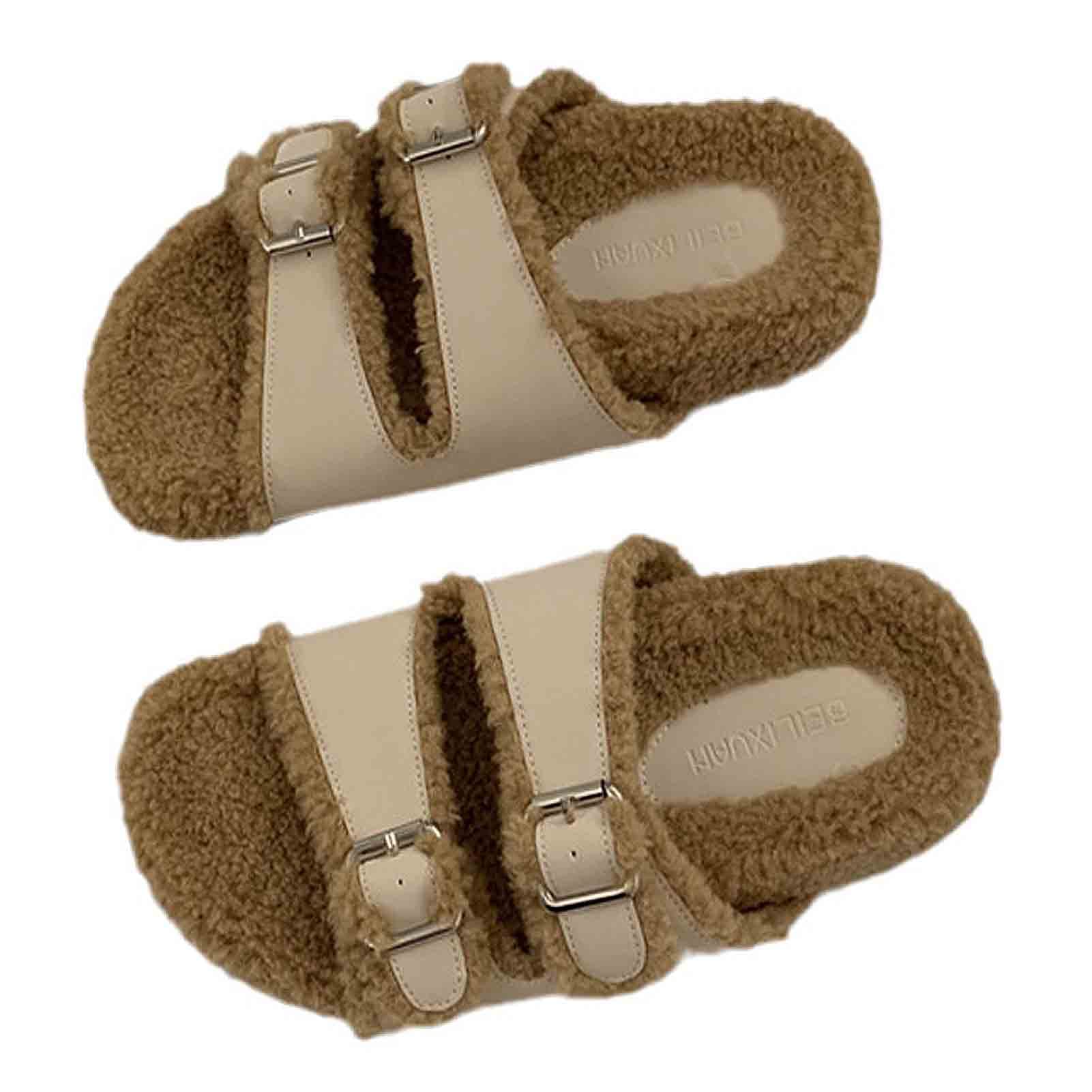 Pantoufles floues pour femmes chaudes avec semelle antidérapante en mousse