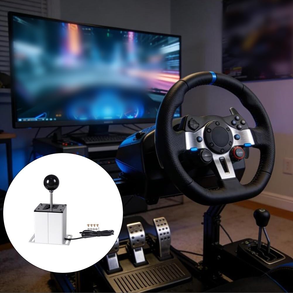 Sim Racing - Palanca de cambios de freno de mano con emulador USB para Logitech para G29 para G27 G25 para G920 T300RSGT 10 7 Ready (6 velocidades)