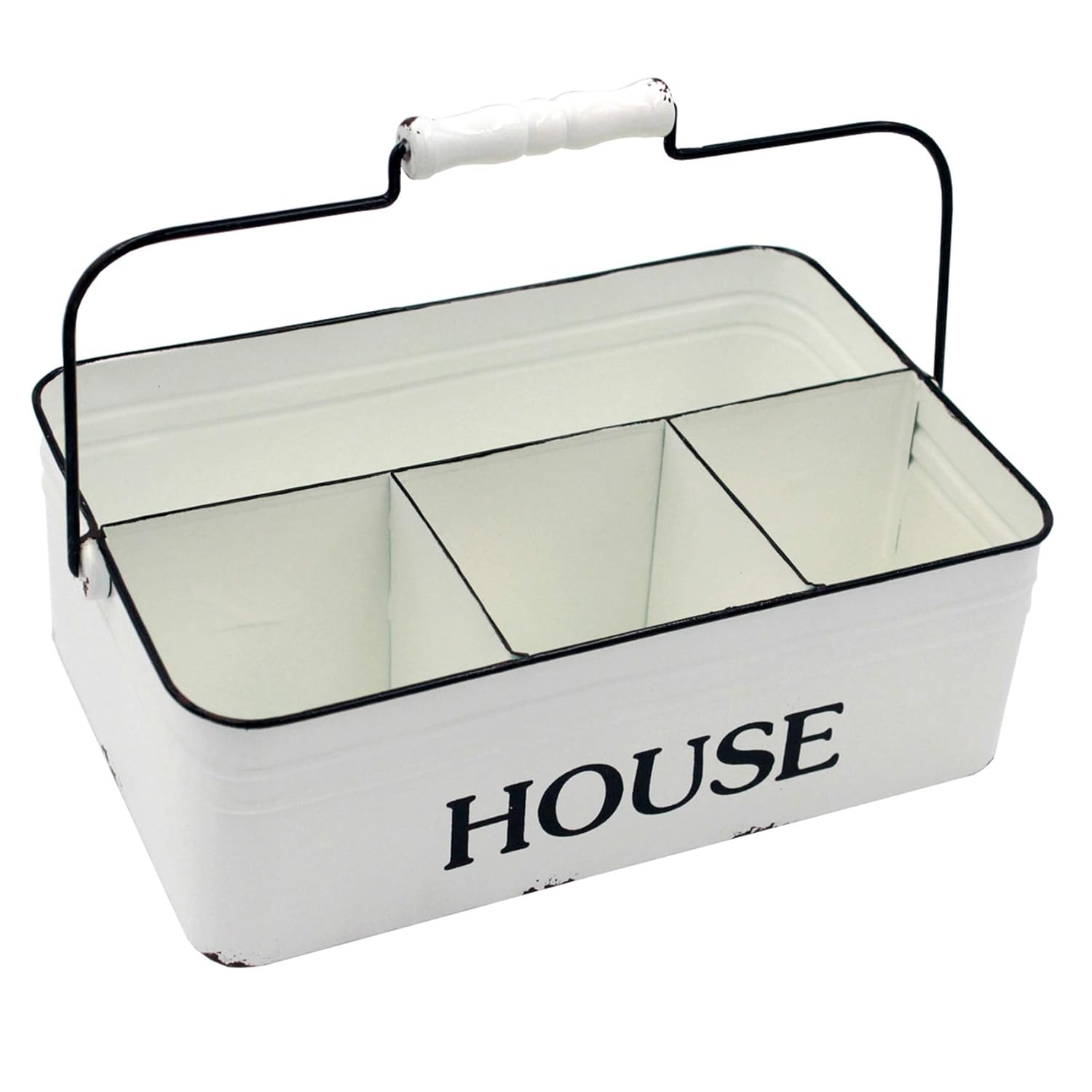 Buy Distressed White Metal Silverware Caddy, Flatware, Party Cutlery