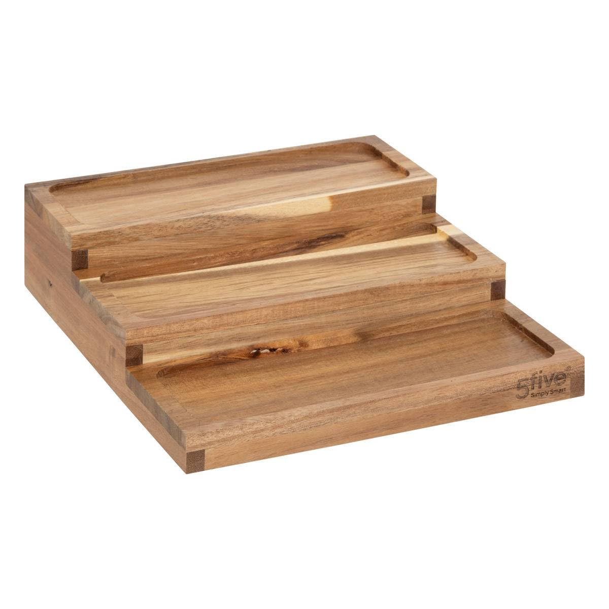 5five - Présentoir à Épices Harmony - Bois d'Acacia, Verre - L 23 x P 24 x H 15 cm, 9 Bocaux, 3 Niveaux - Étagère de Rangement Pour Cuisine