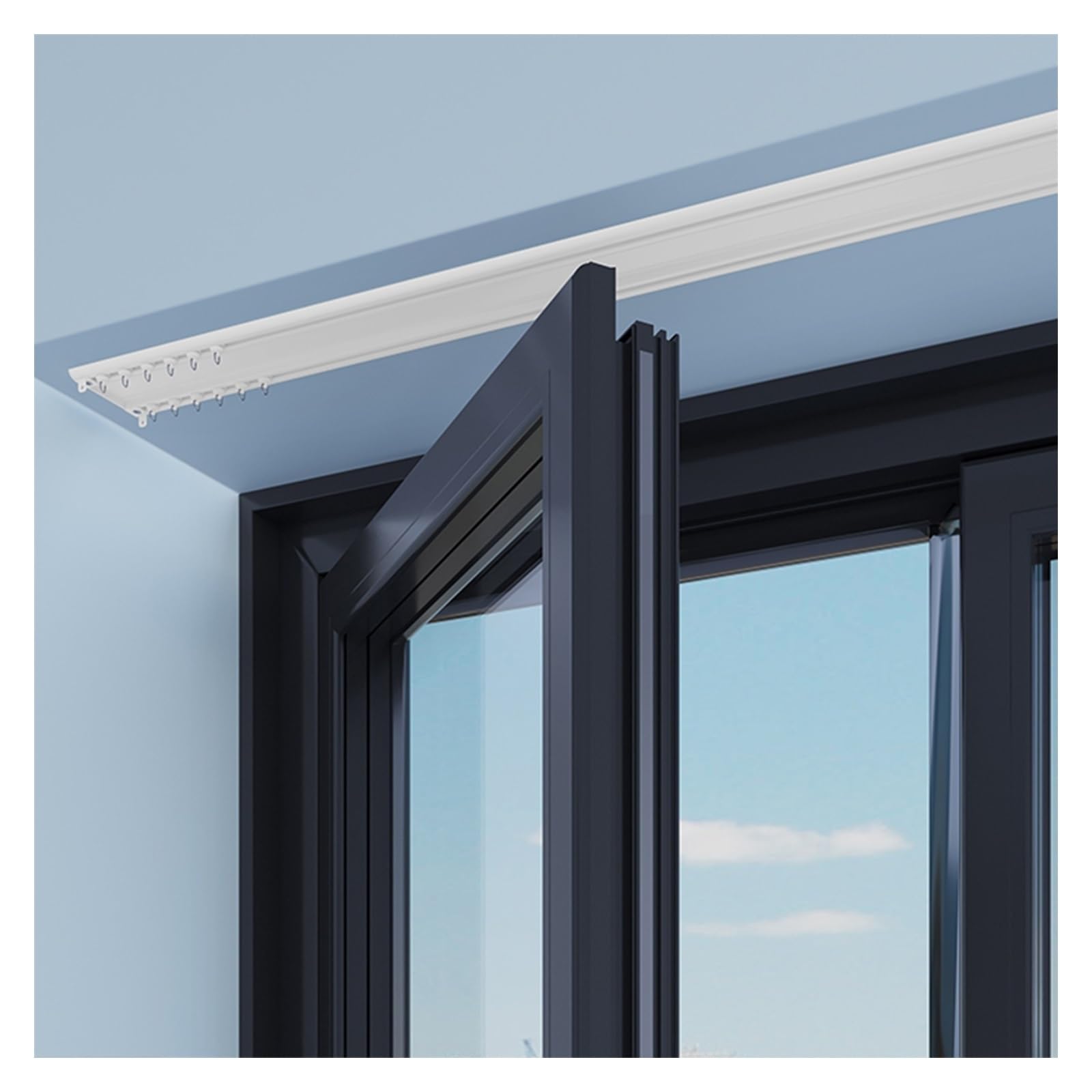 Rail Rideaux Plafond 1m-6m Rail de Rideau Double Rail De Plafond, Tringle à Rideau Robuste Séparateur de Pièce, pour Salon, Chambre à Coucher(White,5m(4 * 1.25m))