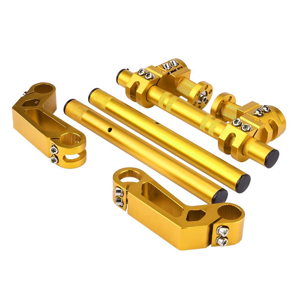 di manubrio regolabile CNC da 7/8" (22 mm) per moto, manubrio in alluminio ricavato dal pieno per pit bike e dirt bike da 125, rimovibile con regolazione dell'altezza e (Oro)