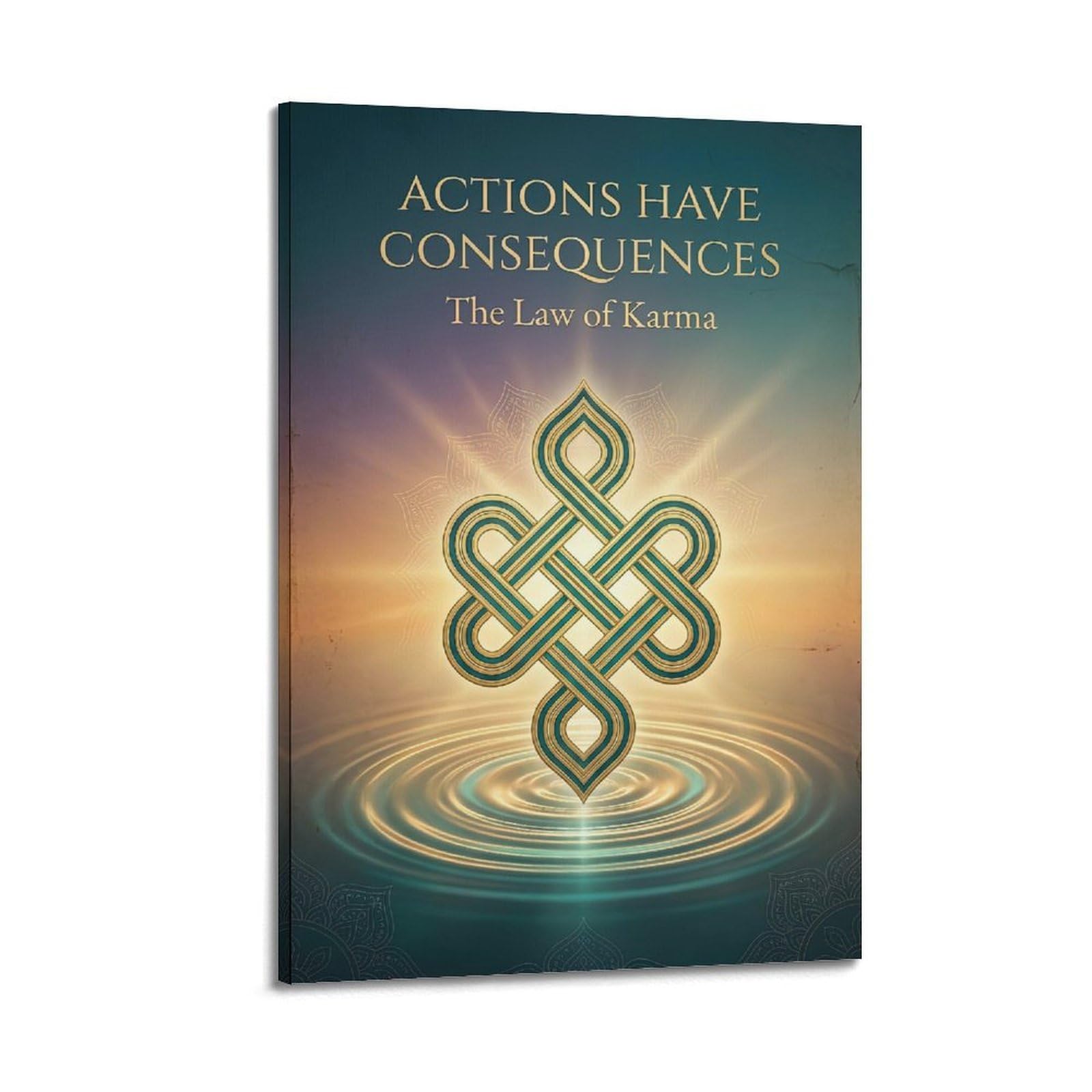 Okngb Frame-Style Buddhist Karma Poster Endless Knot Spiritual Wisdom Decorative Painting Canvas Art Picture 20X30inch(50X75cm)