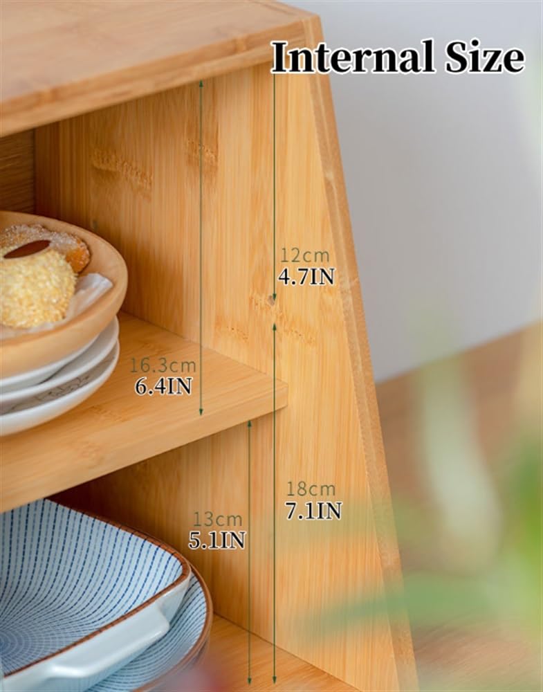Armadietto da cucina in bambù con 2 ante scorrevoli, compatto per piccoli spazi, ideale per cucina, sala da pranzo o dispensa, soluzione elegante e funzionale per la casa