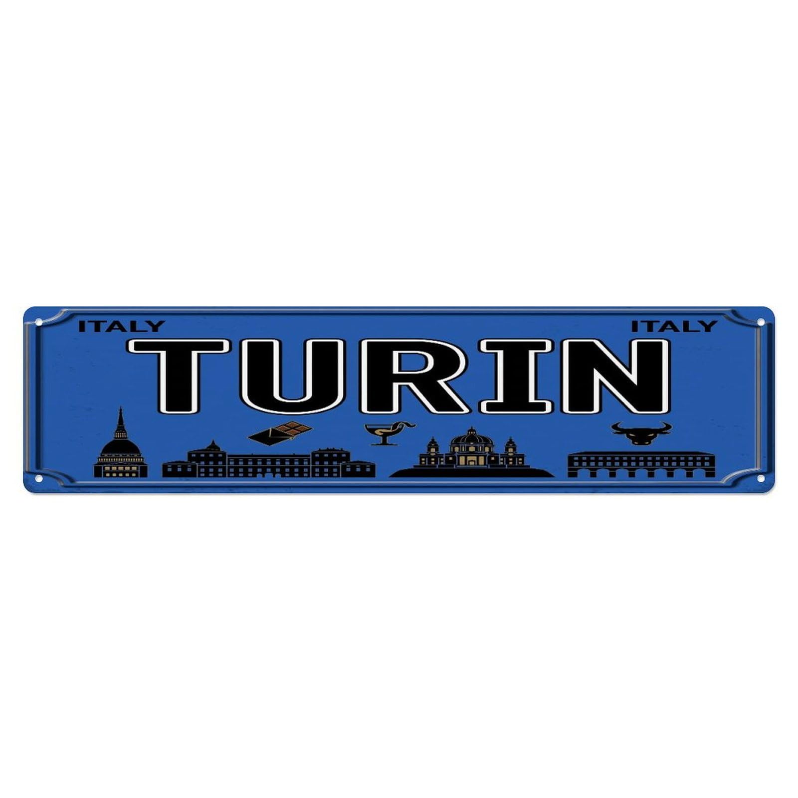 Tgrcjimh Style Metal Tin Sign Vintage Travel Turin Italy Mole Palace