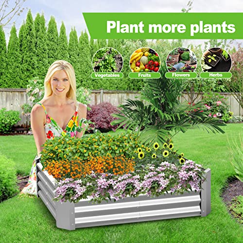 Raised Garden Bed Outdoor Aluminum Planter Box Kit For Vegetables Flower Herb, 2 Sets, 38X38X12 In #TOP6
