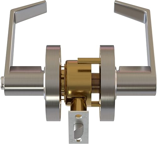 Miniatura 7 de LANITI Manija de puerta de privacidad para baño  Herrajes de puerta con cierre comercial reversible  Acabado cromado cepillado  Cerradura resistente