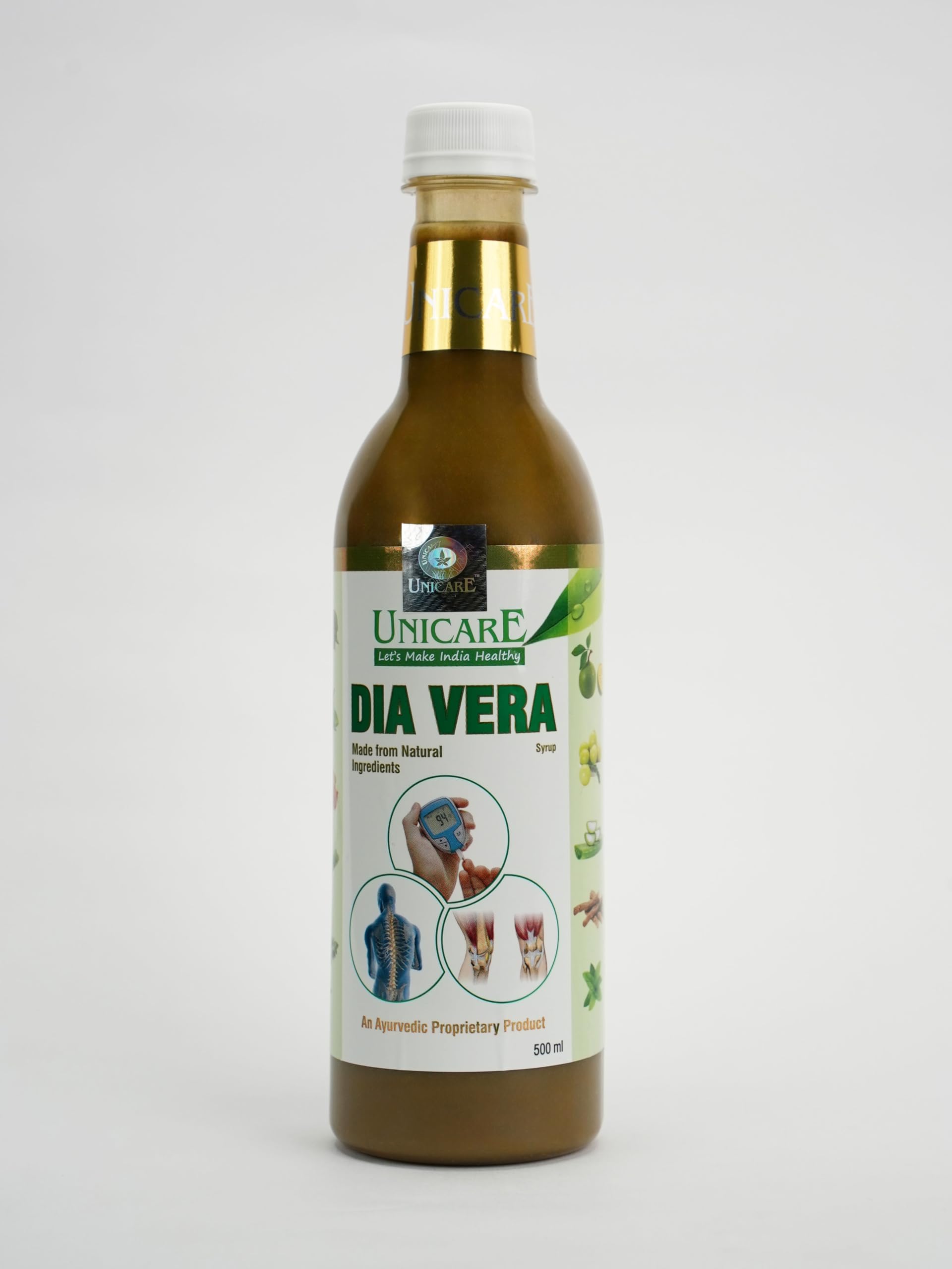Unicare Remedies Dia Vera Syrup|Helps in Diabetes and Joint pain | Control Blood Pressure (High/Low)|Helps in Kidney stone,Liver diseases & Skin allergy (500ml)