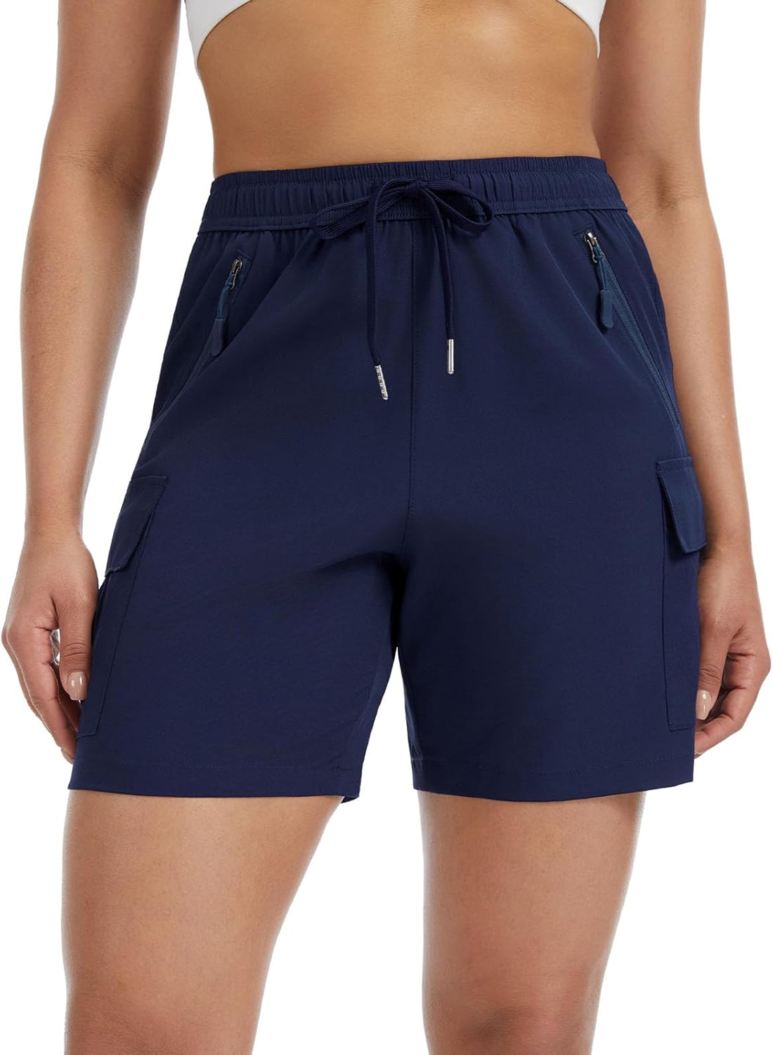 Star Vibe 2 Pack Women's Hiking Cargo Shorts Quick Dry Lightweight Summer Casual Golf Athletic Shorts with Zipper Pockets