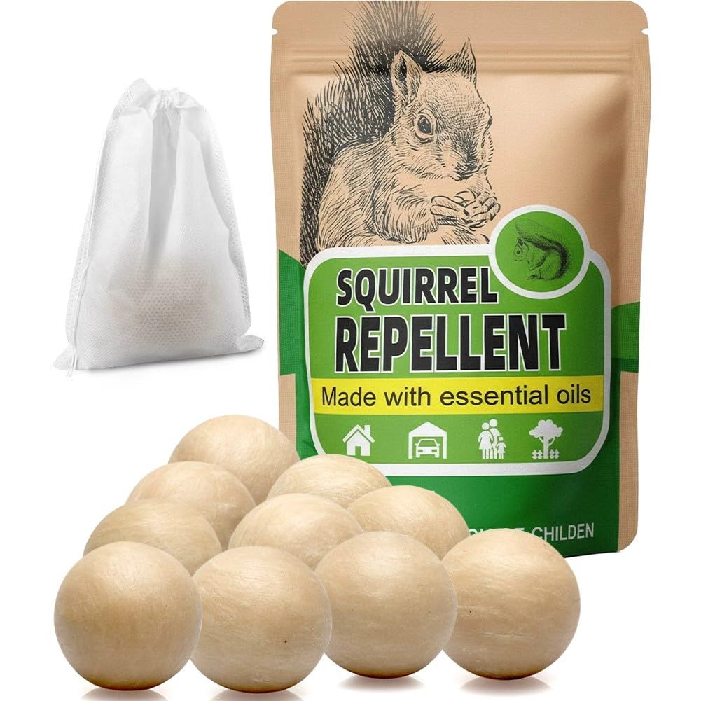 AUDQQM Repelente de ardillas para exteriores, repelente de ardillas para jardín, disuasorio de ardillas, mantiene a las ardillas lejos del patio, ático y comederos de pájaros, dura 3 meses, fácil de