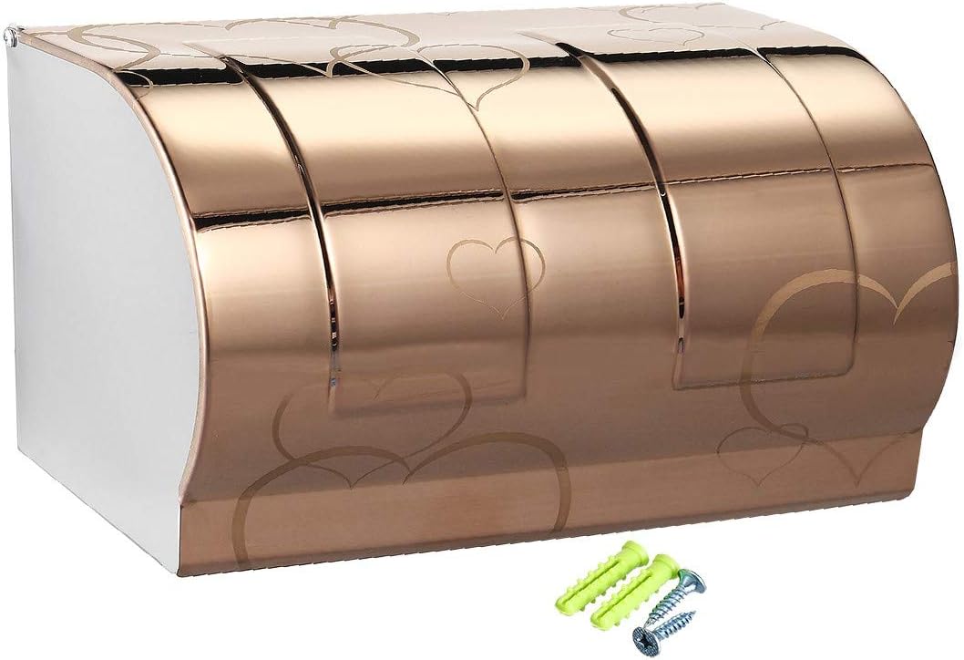New Lon0167 197mmx120mmx118mm 304 Stainless Steel Wall-Mounted Toilet Paper Holder Brown(197mmx120mmx118mm 304 Wandmontierter Toilettenpapierhalter aus Edelstahl