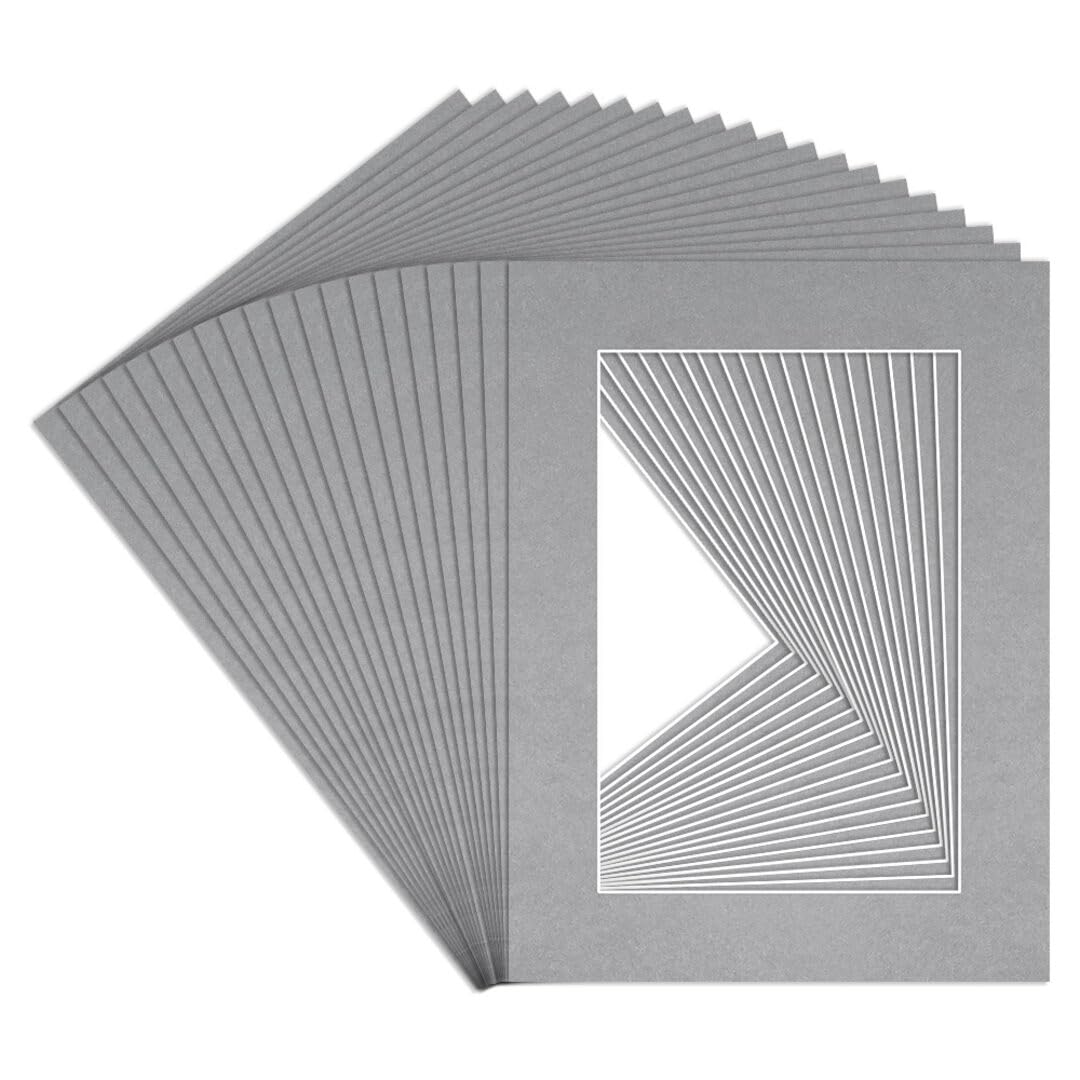 Procut Global 8x6" Silver Picture Mounts to Fit 6x4" Aperture - Precision Cut Cardboard Photo Mount - Ideal for Frames, Prints, Artwork & Certificates - Sizes & Colours Available - 20 Pack โ image 1