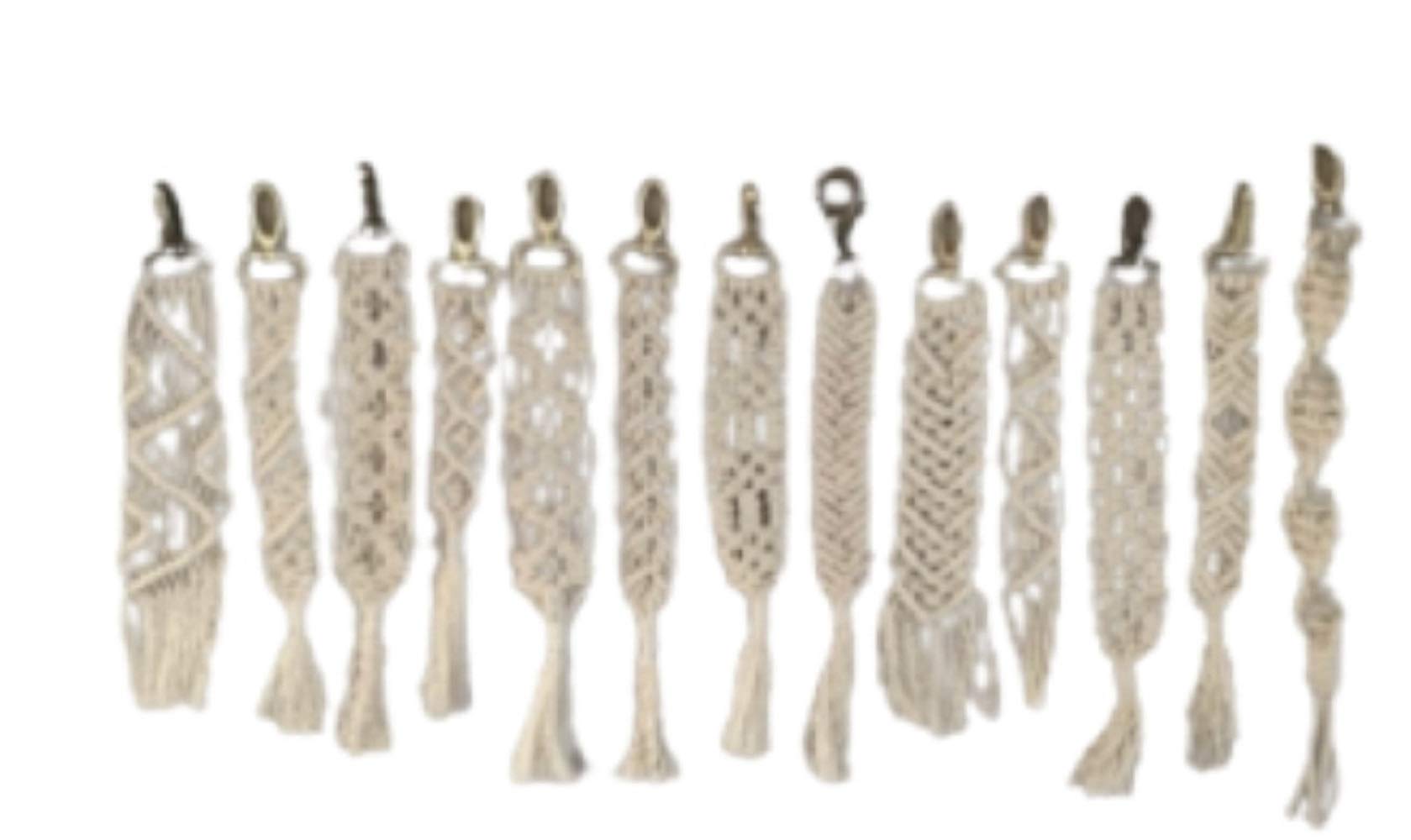 Porte-clés macramé lot de 10 accessoires coton blanc cassé standard - 6