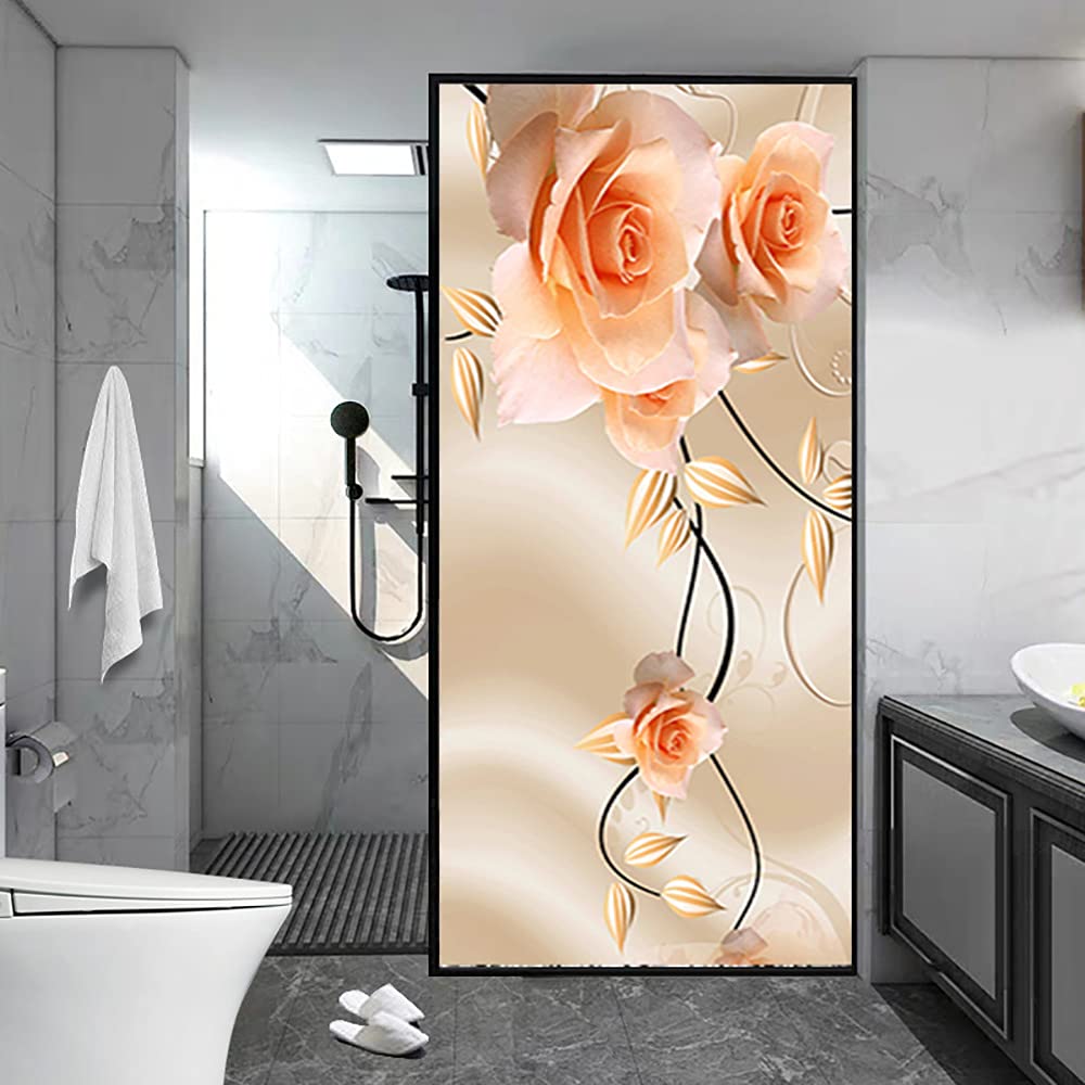Papier peint amovible pour porte avec autocollant 3D de roses murales 77x200cm