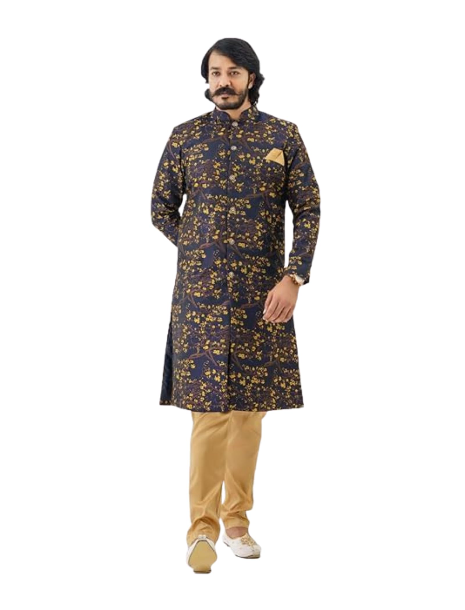 amzira Baap beta Traditional Cotton Indo western Sherwani Set (Mens - L/Boys 14-15 Years, Tomato Red)-picture-11