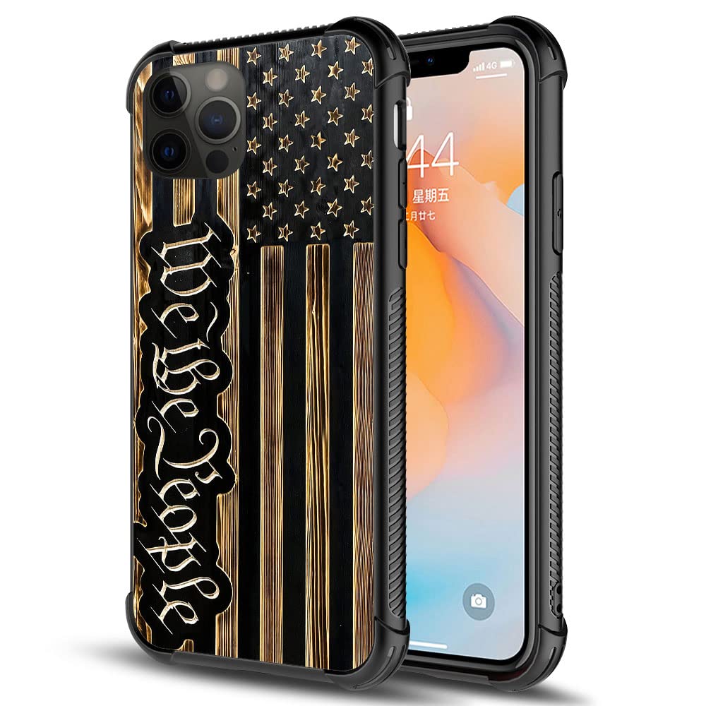 DAIZAG Compatible with Case for iPhone 13, We The People USA Flag Wood Grain American Flag iPhone 13 Cases for Man Woman, All-Round Protection Shockproof Scratches Case Apple Cover