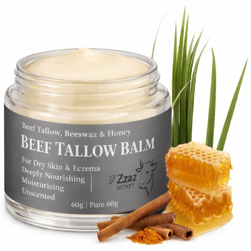 Beef Tallow Balm - 100% Pure Ingredients - Unscented Multipurpose Balm for Skincare - beef tallow for skin Moisturizer 2oz/60g