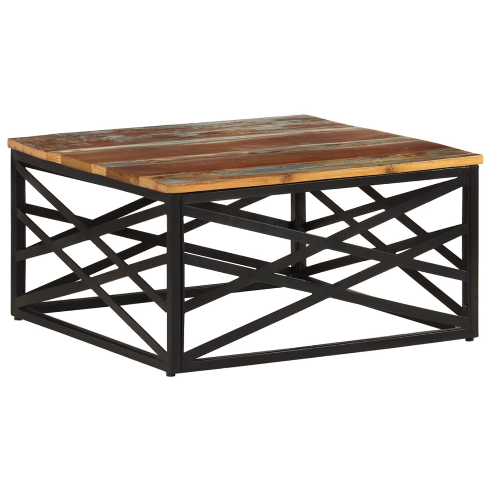 Homgoday Table basse 68 x 68 x 35 cm en bois recyclé massif, table d'appoint pour canapé, table d'appoint pour salon, salle de réception d'invités, chambre à coucher et mobilier de bureau