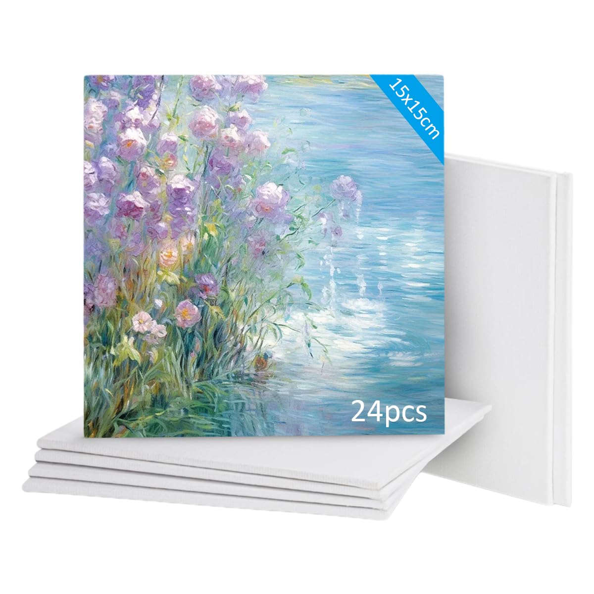 24 tele bianche da dipingere, cornice in tela tesa da 15 cm, confezione di tela per pittura su tela bianca piccola, adatta per adulti, artisti e bambini, adatta per pittura acrilica