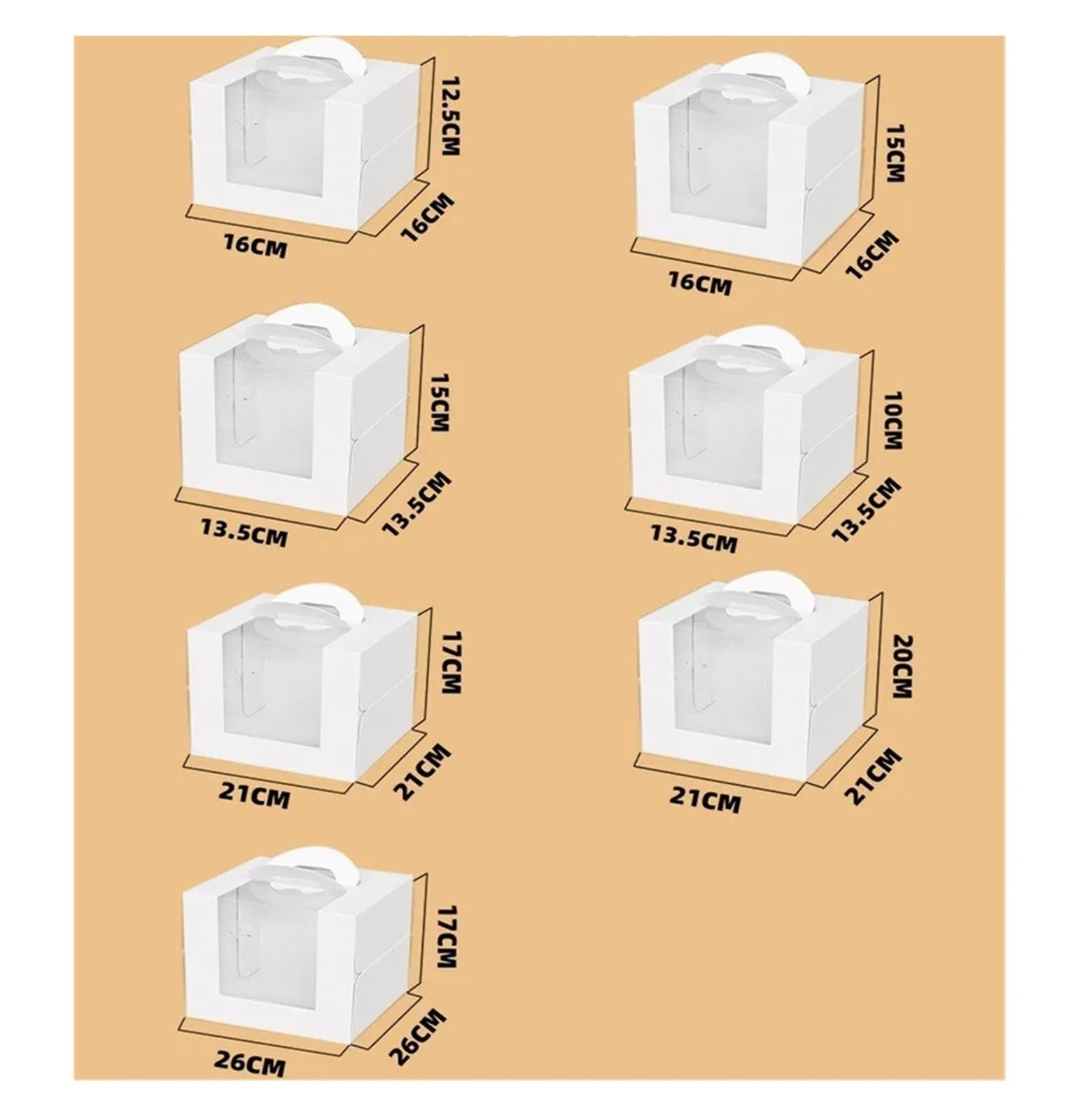 Cajas For Pasteles De 3/4/6/8/10 Pulgadas, Papel Blanco, Ventana Transparente, Suministros Portátiles For Embalaje De Postres Y Pasteles De Cumpleaños, 5 Uds. Para Galletas, Dulces, Pasteles, Cupcakes