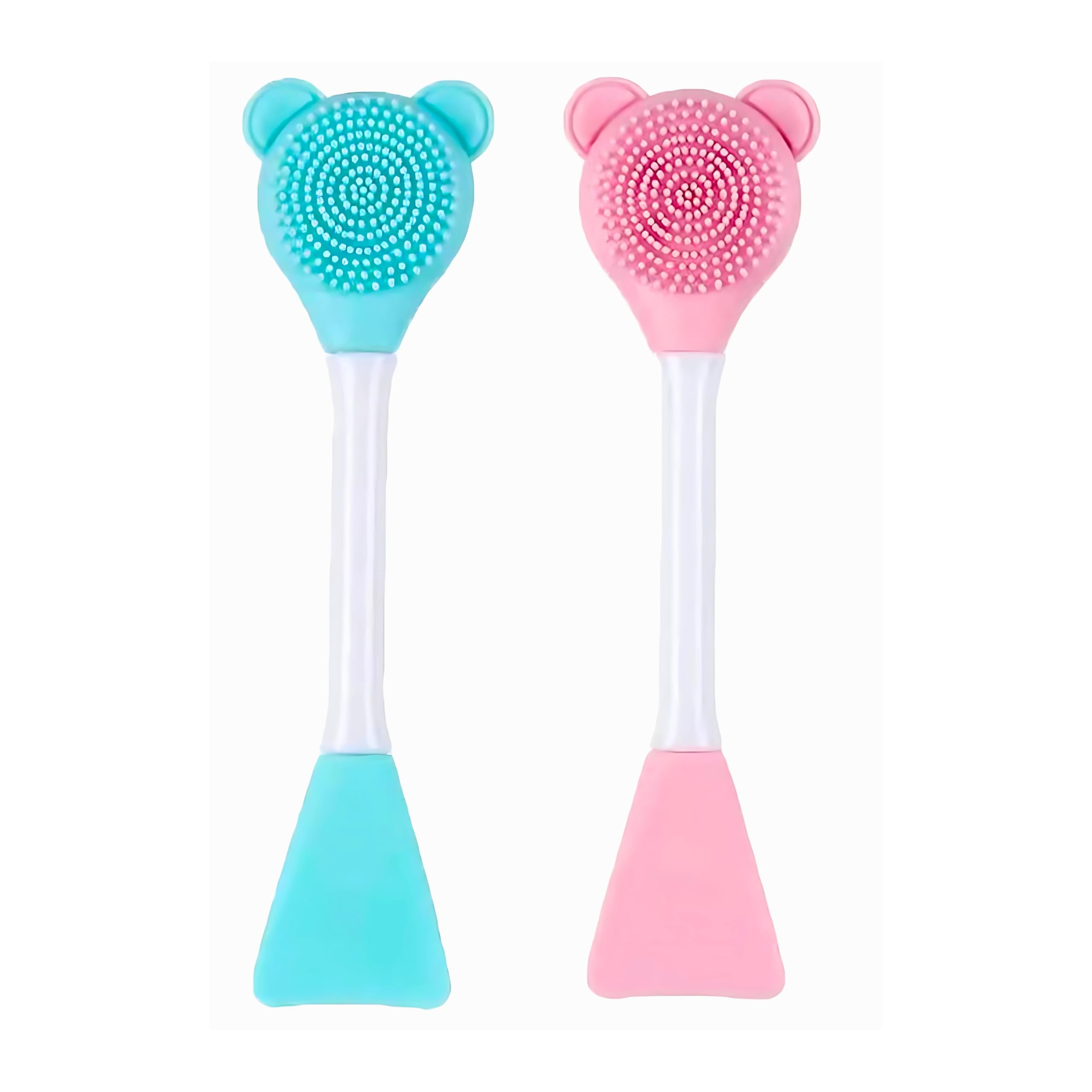 [Ear Lobe & Accessories] Kitty Silicone Face Mask Applicator | Facial Mask Brushes for Mud, Clay, Charcoal Mixed Mask, Soft Makeup Beauty Brush for Apply Cream - 2 Pcs (Color may Vary)
