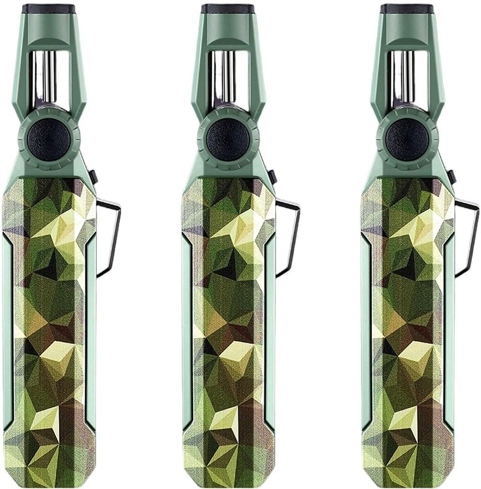 Refillable Butane Camping Lighter Windproof Torch Flame Lighters, for BBQ Grill, Hiking Outdoor(2pack Green 2)