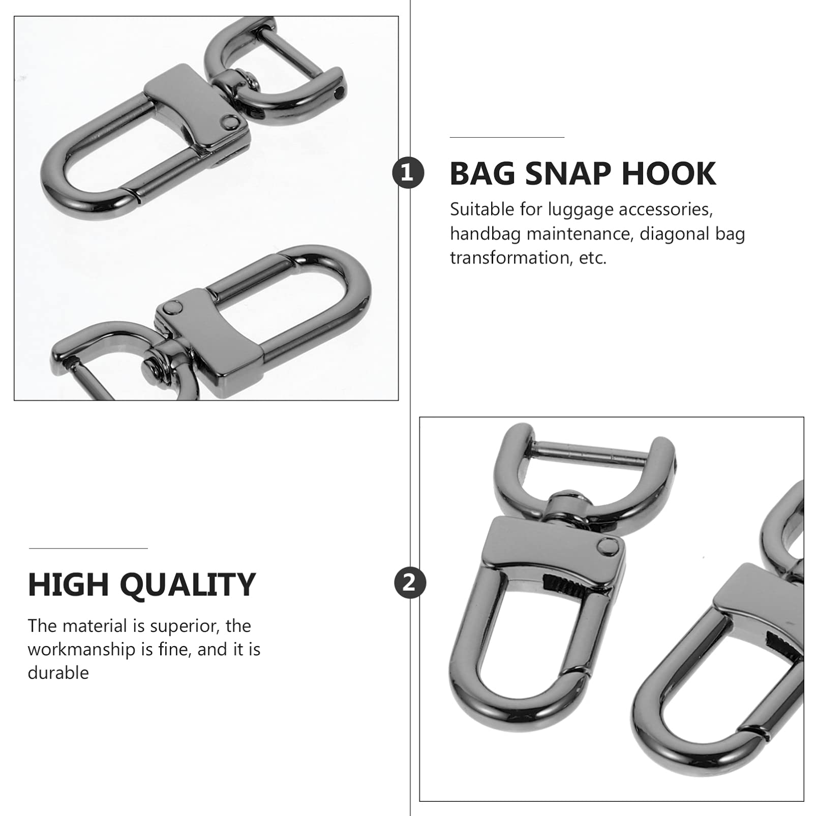 Milisten Lot De 4 Boucles En Métal Robustes Pour Sacs à Main, Porte-clés, Fabrication De Bijoux Et Remplacement, 5,0 X 2,25 X 0,55 Cm