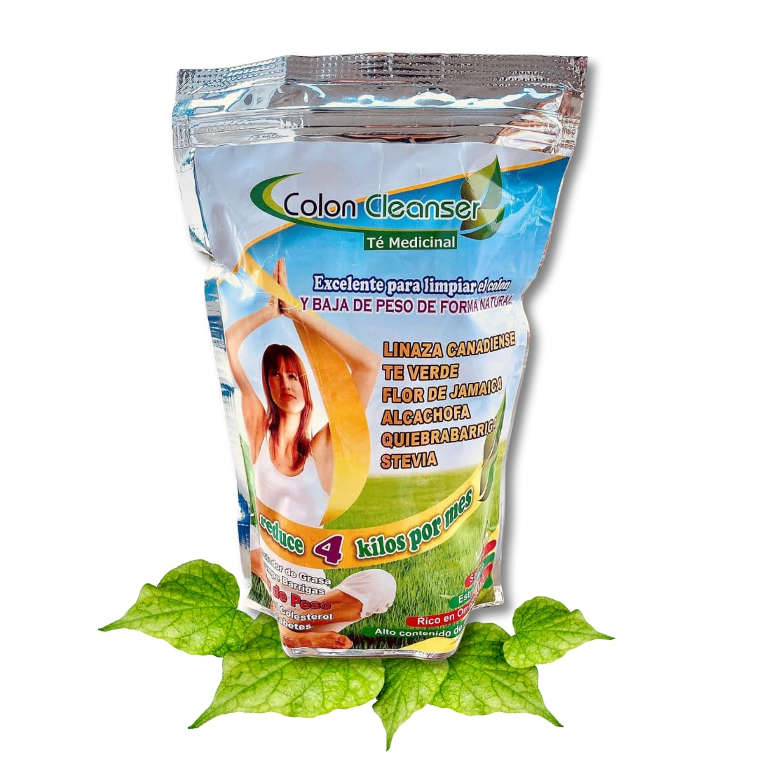 Colon Cleanser Herbal Tea Supplement – Chupa Panza Baja 4 kl en un mes, Natural Fiber & Botanical Blend with Flaxseed, Green Tea & Hibiscus – 450g (30 Servings).