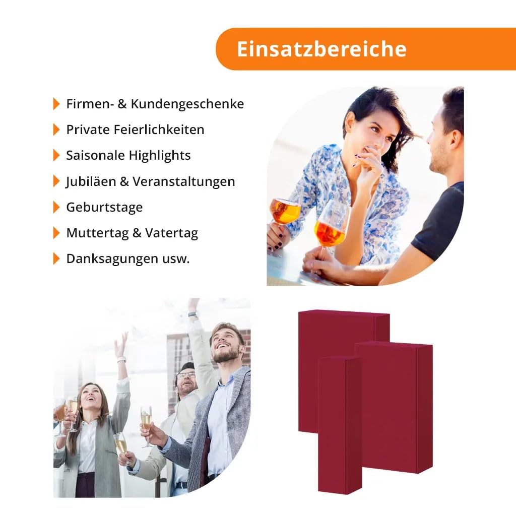 Weinkarton Fibra Bordeaux, 3 Flaschen, 25 Stück, 260 + 93 x 360 mm, Geschenkkarton mit Leinenstruktur, Flaschenverpackung für Wein und Sekt