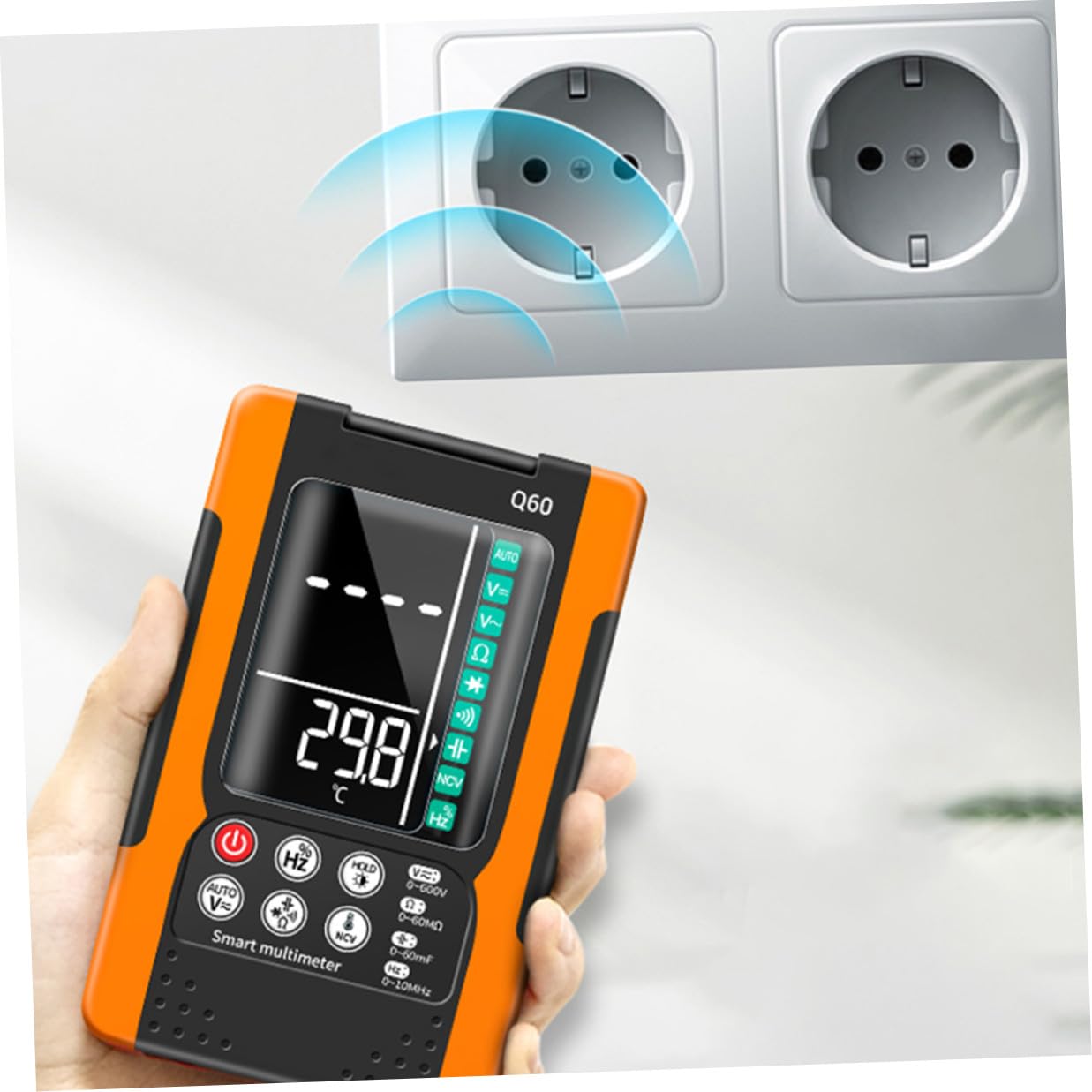 SAFIGLE Q60 Digital Multimeter Auto-ranging True Voltage Current Tester with Ncv Detection Diode Test Data Hold Backlight for Home Electrical Measurement and DIY Use