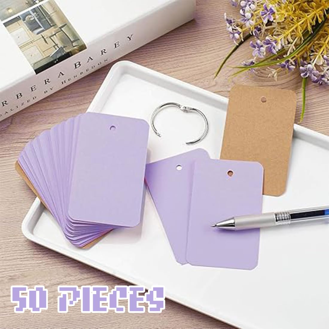 250 sztuk fiszek z papieru pakowego z pierścieniem w praktycznym pudełku do nauki słownictwa angielskiego i notatki 5 kolorów 7 x 4 cm