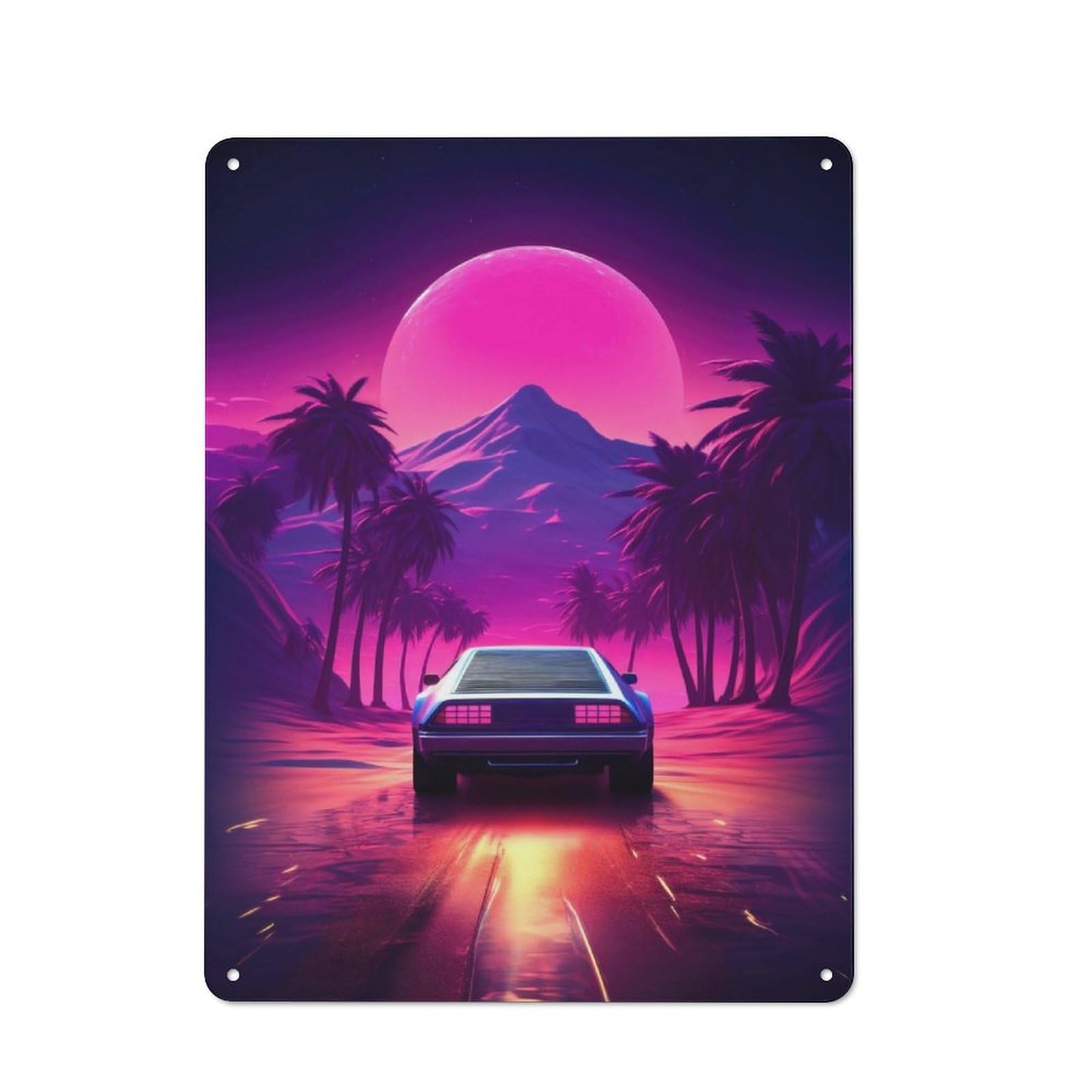 Junmoney Synthwave Car Vintage Metal Plaque 40X30cm For Man Cave Or Games Room, For An Autumn Update To Man Cave And Games Room